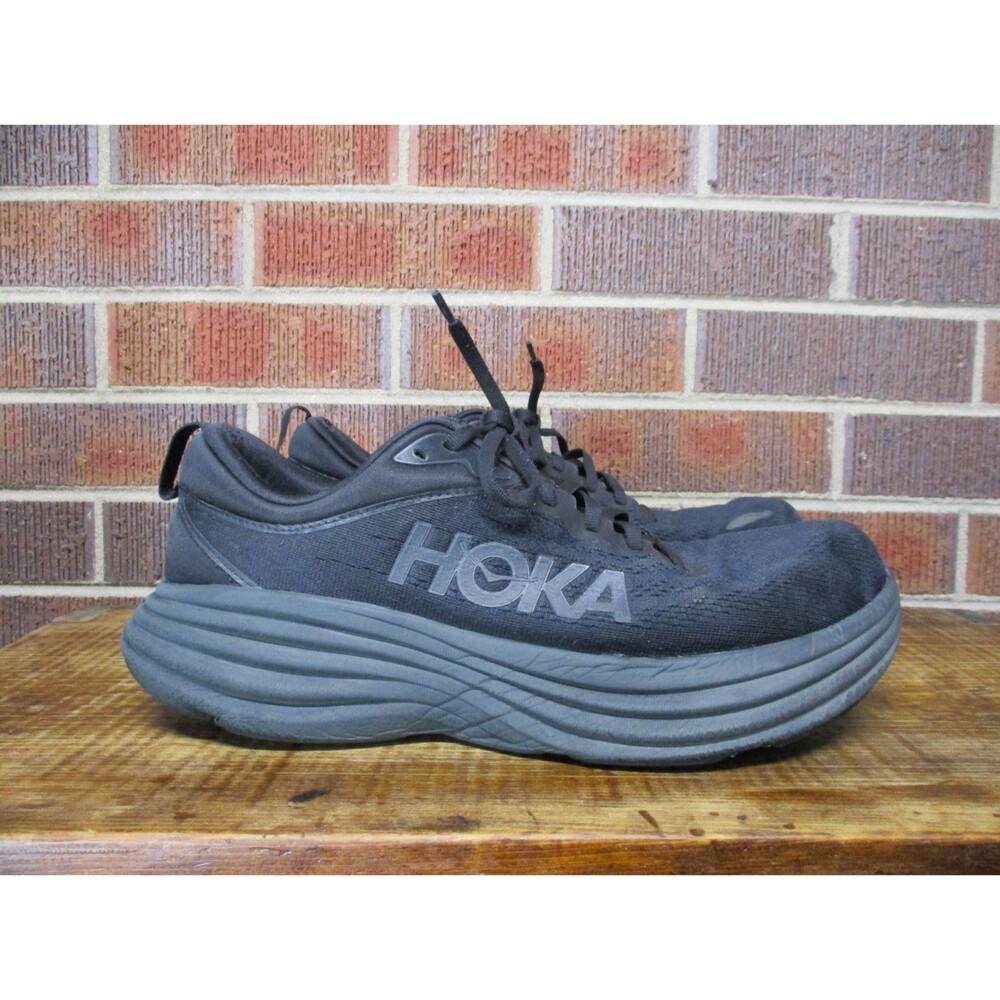 Hoka One One Bondi 8 Mens Triple Black 1123202 BBLC Running Shoes Size 10 D